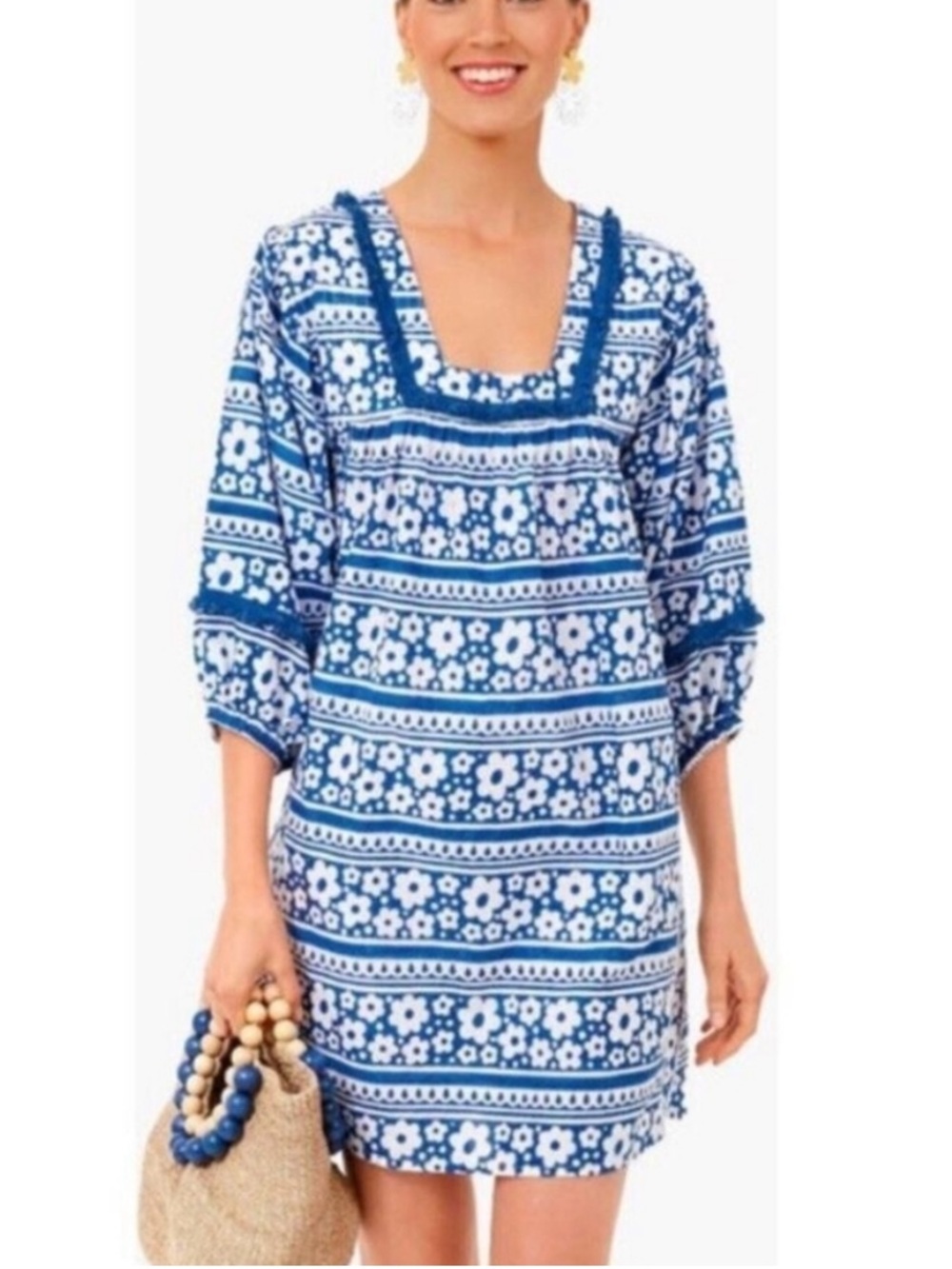 Tuckernuck Blue and White Floral Tunic Coverup